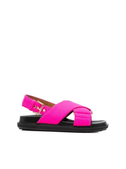 crossover-strap leather sandals