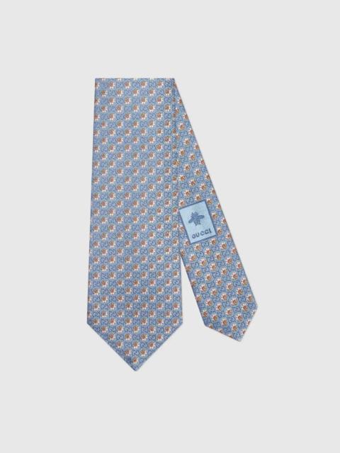 GUCCI Flowers and GG silk jacquard tie