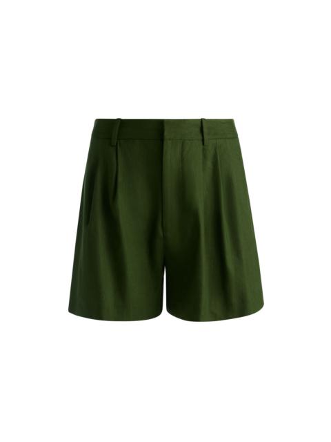 Alice + Olivia CONRY LINEN BERMUDA SHORT - DARK FERN