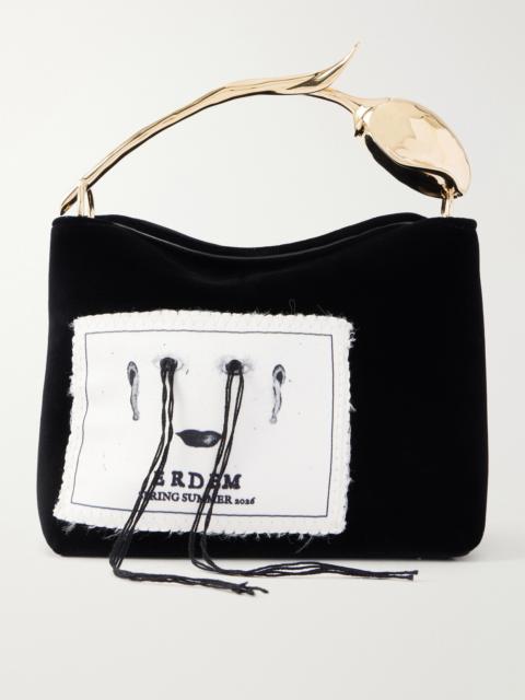 Erdem Bloom Mini Appliquéd Velvet Clutch Bag