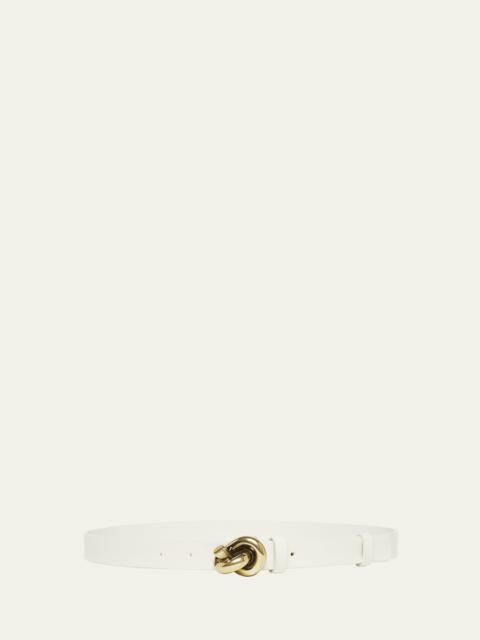 Bottega Veneta Brass Knot Skinny Leather Belt