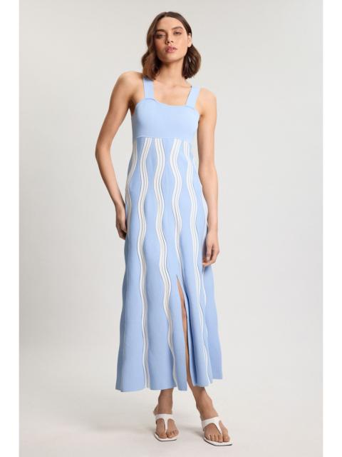 KAREN MILLEN Petite Contrast Wave Knit A-Line Knitted Strappy Dress