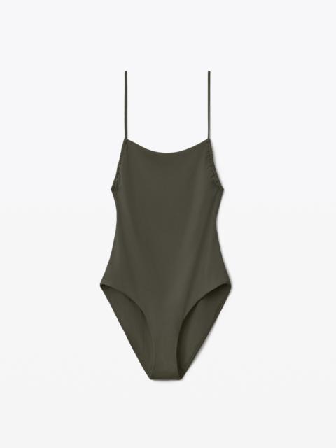 Alexander Wang CRYSTAL CHARM STRING SWIMSUIT IN JERSEY