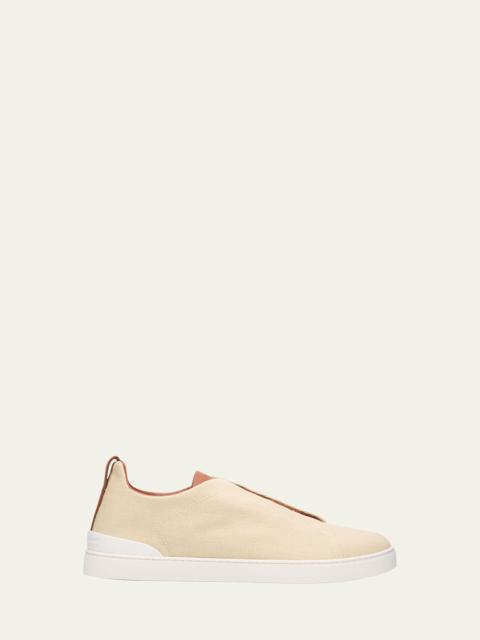 ZEGNA Men's Triple Stitch Linen Slip-On Sneakers
