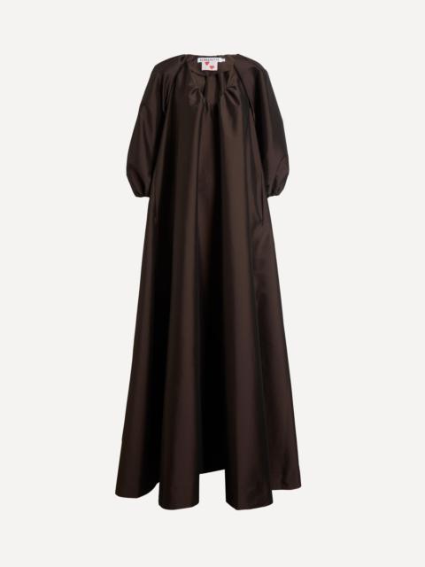 BERNADETTE George Dark Chocolate Taffeta Maxi Dress
