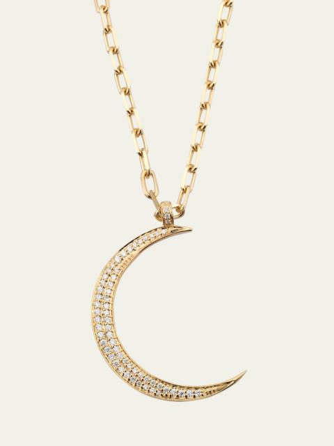 SYDNEY EVAN 14K Gold Diamond Large Moon Pendant Necklace