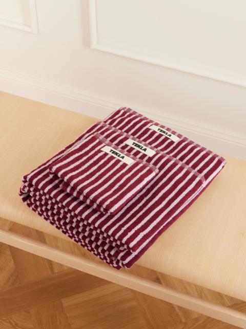TEKLA Set Of Three Striped Organic Cotton-terry Towels