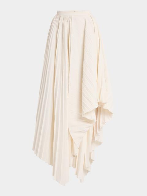 Alexander McQueen Pleated Asymmetric Draped Midi Skirt