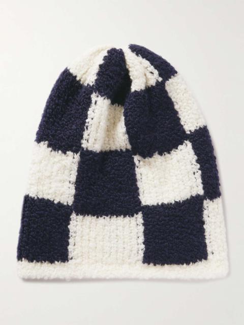 Checked Cashmere and Silk-Blend Bouclé Beanie
