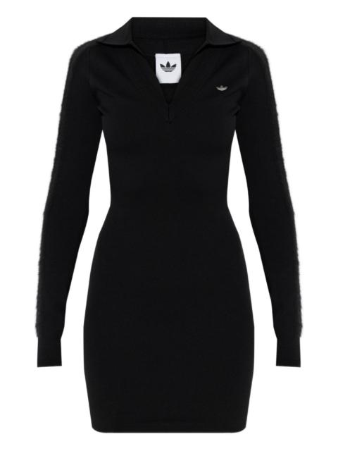 adidas long-sleeve polo-collar mini dress