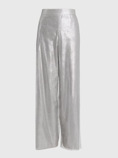 GIORGIO ARMANI Crystal Wide-Leg Silk Trousers