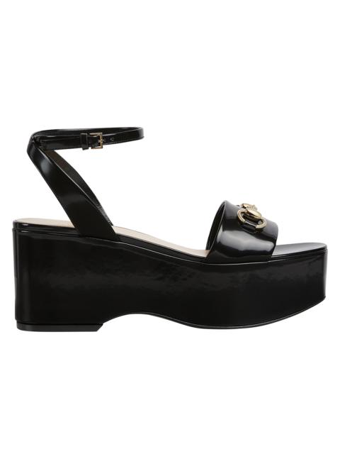 GUCCI Women's Lady Horsebit 75MM Leather Platform Sandals - Black