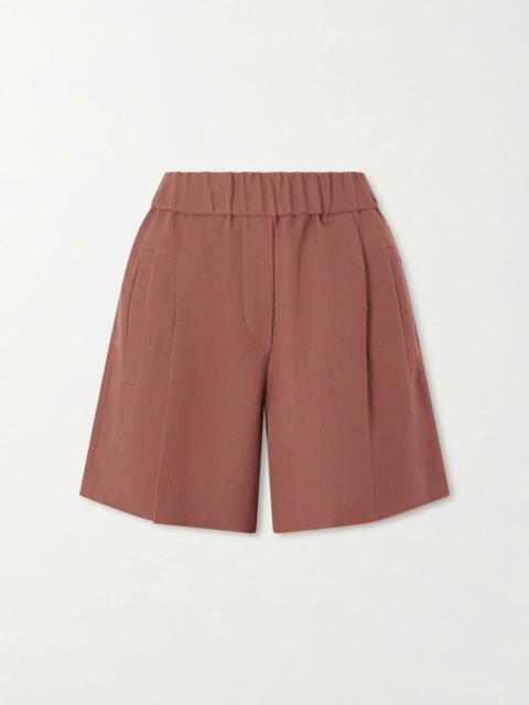 Brunello Cucinelli Pleated twill straight-leg shorts Red