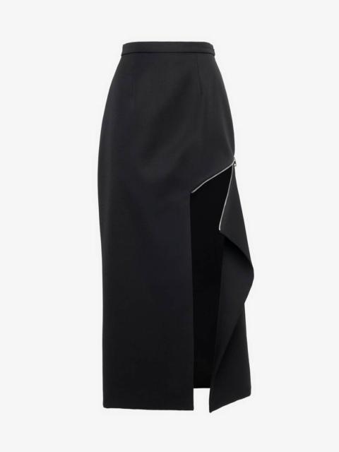 Women's Zip Slash Pencil Skirt in Black