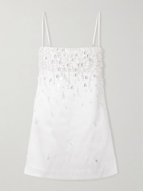 RETROFÊTE Cornelia crystal-embellished satin mini dress White