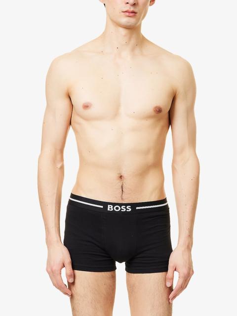 BOSS Bold Logo-Waistband Pack Of Three Stretch-Cotton Boxer Trunks