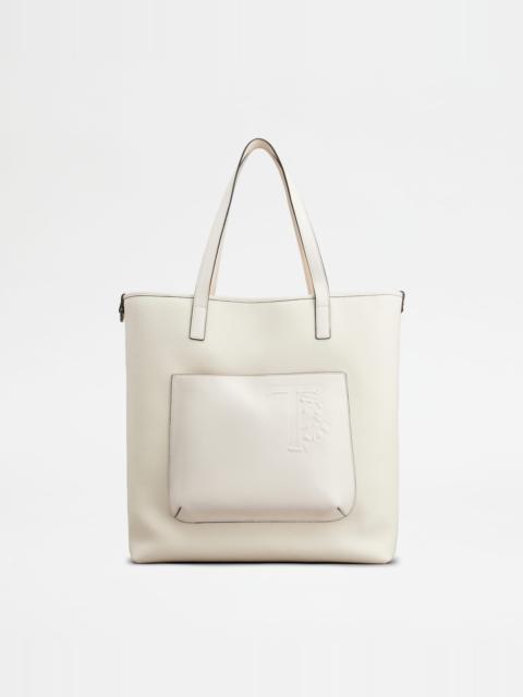 Tod's SHOPPING BAG IN LEATHER MEDIUM - WHITE