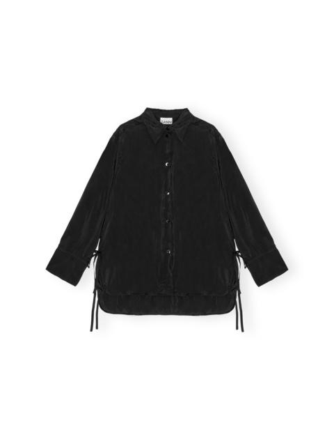 BLACK VISCOSE HABOTAI OVERSIZED SHIRT