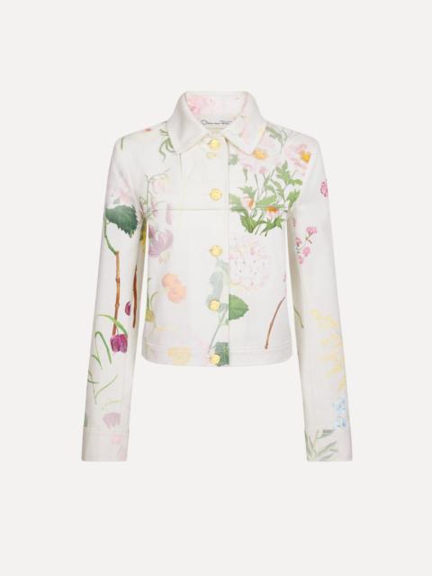 Oscar de la Renta FADED MIXED BOTANICAL DENIM JACKET