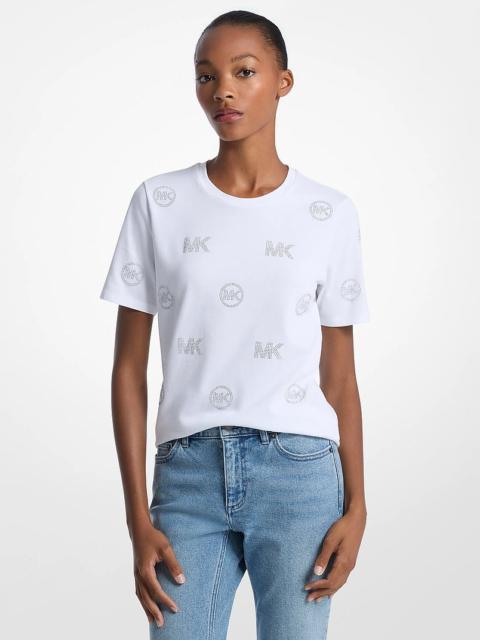 MICHAEL KORS Embellished Logo Cotton T-Shirt