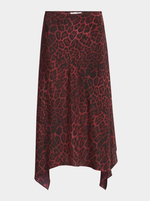 Stella McCartney Leopard Print Asymmetric Silk Skirt