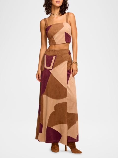 RAMY BROOK Jeannie Patchwork Faux Suede Skirt