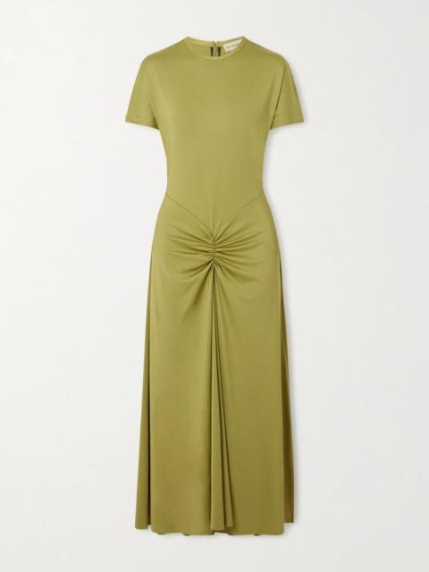 Victoria Beckham Gathered Satin-jersey Midi Dress