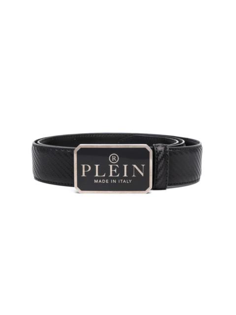 PHILIPP PLEIN logo-plaque textured belt