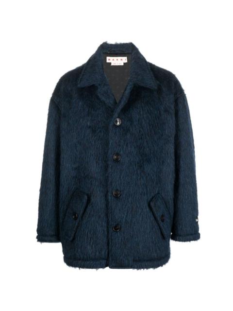 button-up faux-fur coat