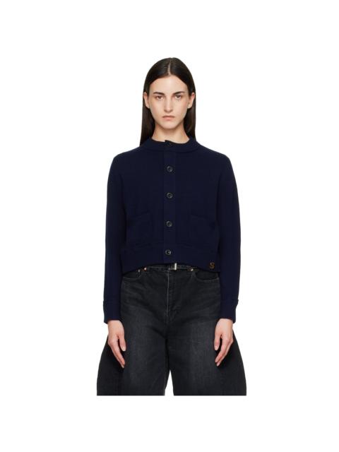 sacai Navy Wool Knit Cardigan