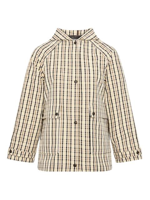 Yves Salomon hooded check-pattern jacket