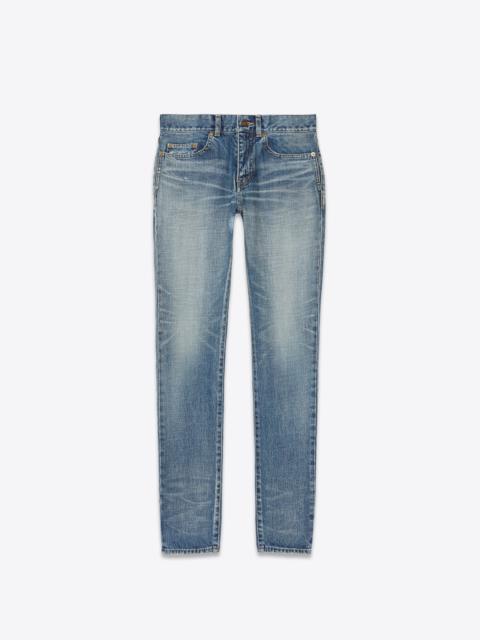 SAINT LAURENT skinny-fit jeans in dark used blue denim