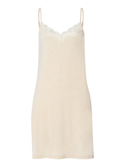 HANRO Natural Elegance Lace Trim V-Neck Chemise