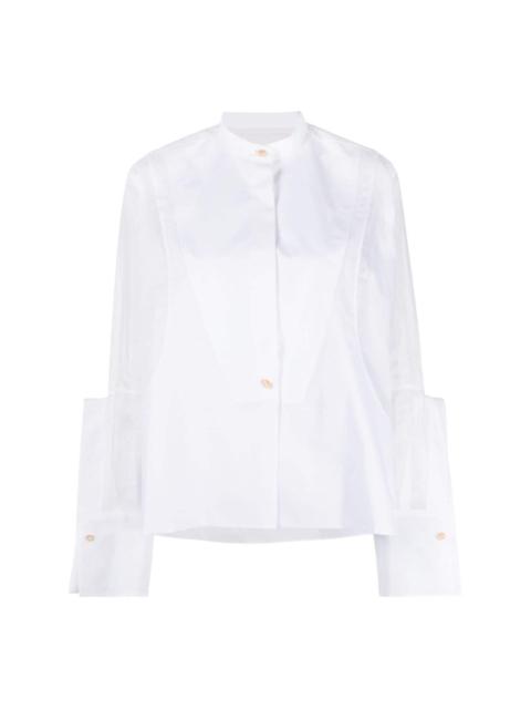 semi-sheer panelled cotton shirt