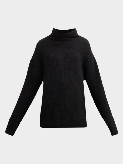 LAPOINTE Airy Cashmere Silk Ribbed Turtleneck Sweater