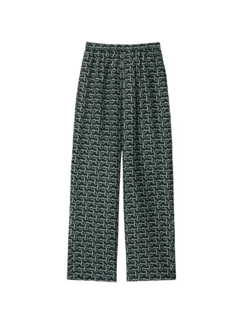 Burberry b zipper-print silk trousers