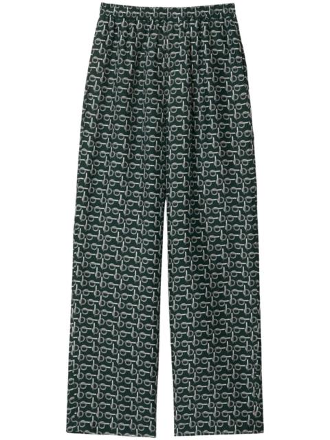 Burberry b zipper-print silk trousers
