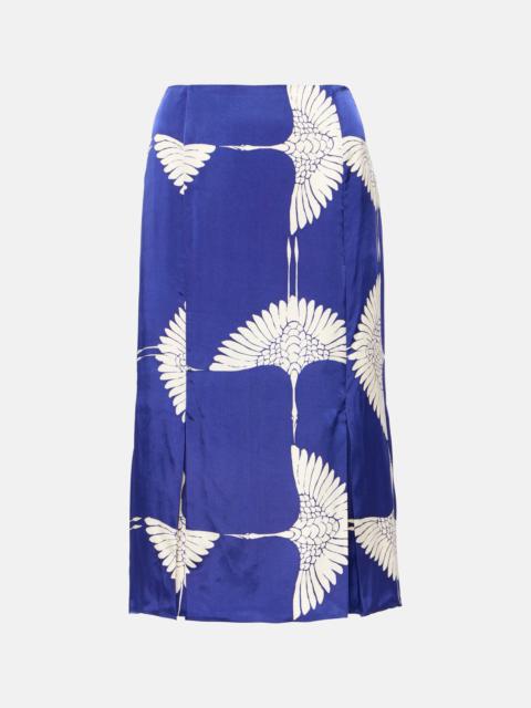 Levy printed twill midi skirt