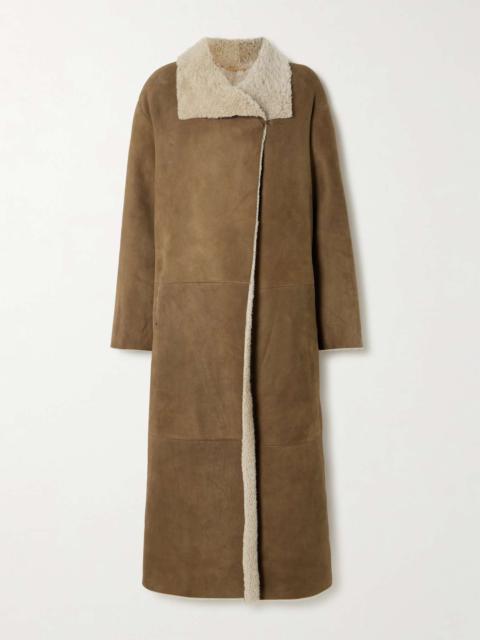 NOUR HAMMOUR Asymmetric shearling coat Camel