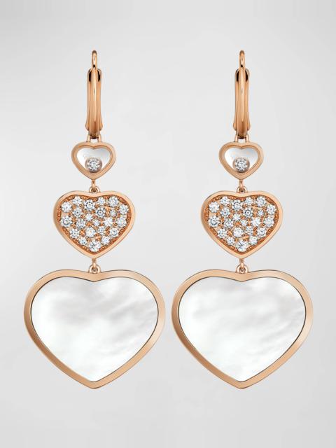Chopard Happy Hearts 18K Rose Gold Mother-of-Pearl & Diamond Drop Earrings