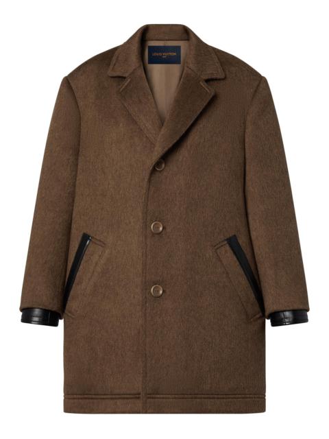 Louis Vuitton Leather Accent Wool and Mohair Coat