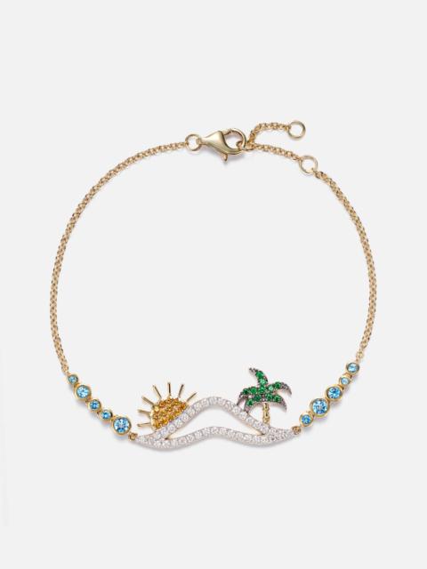 Yvonne Léon La Plage 9kt gold bracelet with diamonds and gemstones
