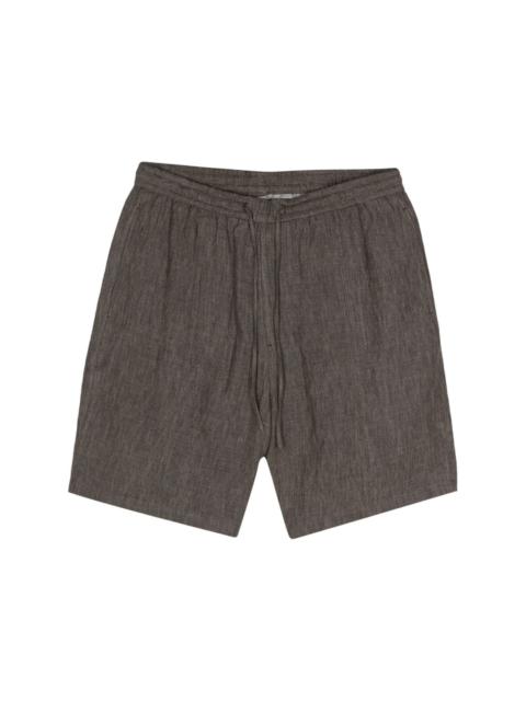 drawstring-waist linen shorts