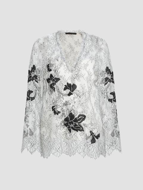 KOBI HALPERIN Women's Devyn Floral Lace Blouse - White Black