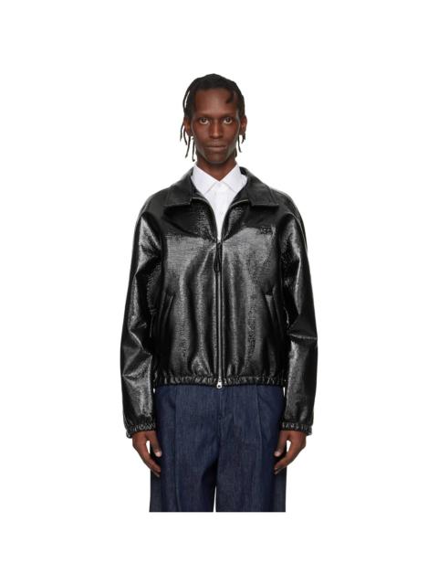 courrèges Black Vinyl Zipped Bomber Jacket