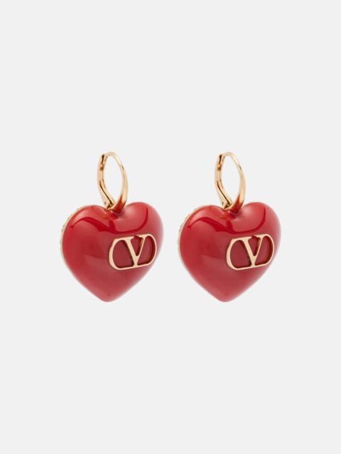 Valentino Cœur Royal VLogo enamel earrings