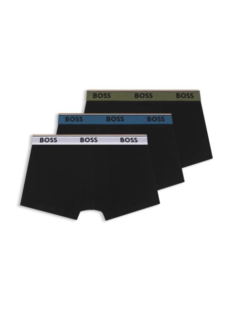 BOSS THREE-PACK OF STRETCH-COTTON TRUNKS WITH LOGO WAISTBANDS