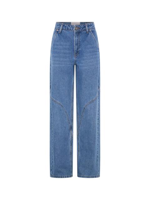 ONE TEASPOON Western Wonders Mid Waist Straight Leg Denim Jeans - Blue Estate