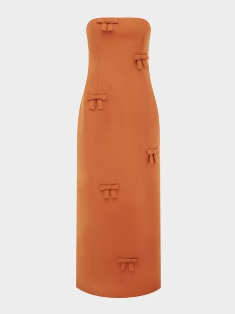 LEO LIN Rayna Bow-Embellished Bustier Column Maxi Dress