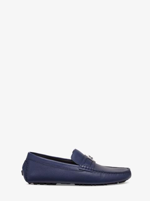 FENDI Blue leather driver loafers